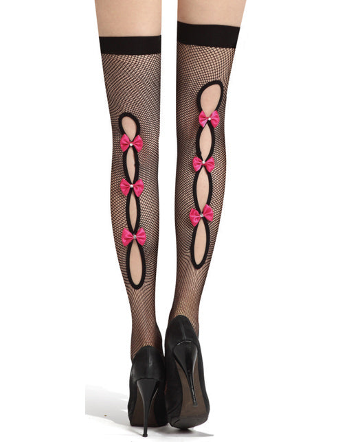 Net Thigh High with Keyhole Back