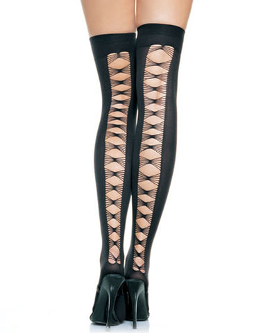 Fishnet Thigh Highs with Lace Top