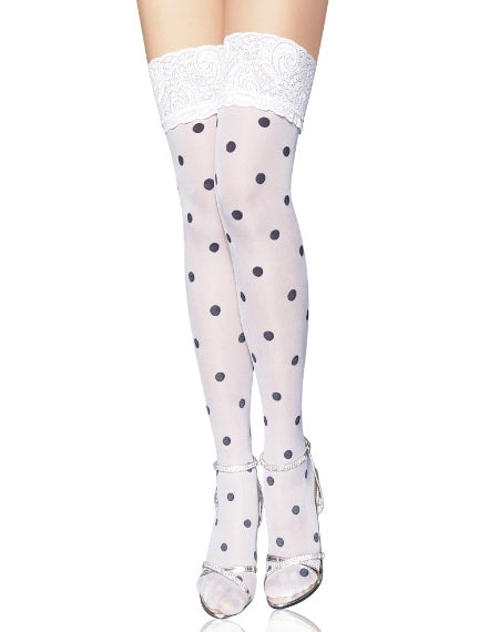 Polka Dot Thigh Highs with Lace Top