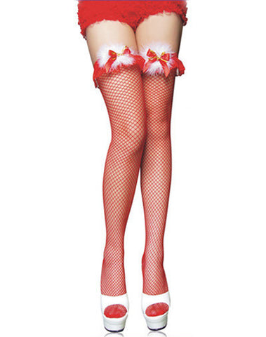 Fishnet Thigh Highs with Badge