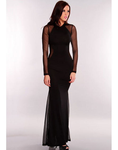 Black sexy side cut out maxi dress - Black