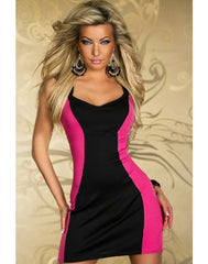 Elegant Two Tone Dress - Black and Pink