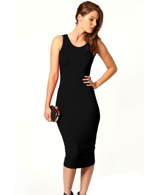 Elegant Slim Backless Dress - Black