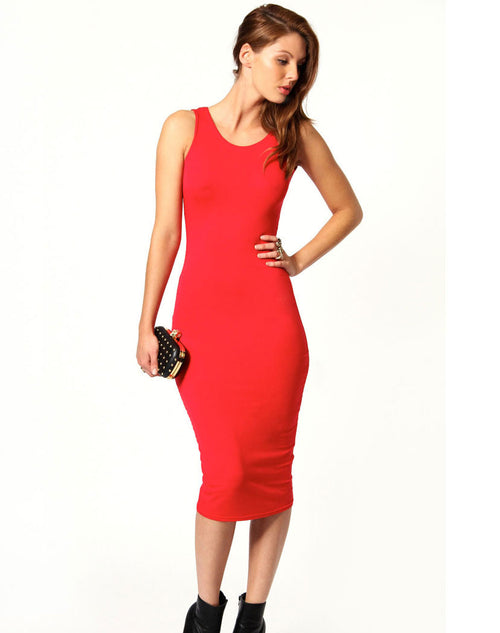 Elegant Slim Backless Dress - Red