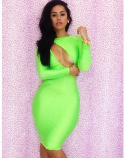 Cut Out Bodycon Dress - Green