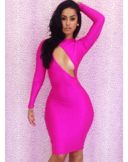 Cut Out Bodycon Dress - Pink