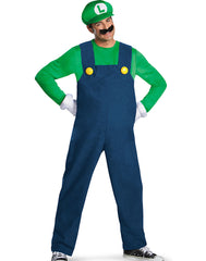 Mens Deluxe Luigi Costume - Blue, Green