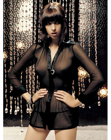 Sequin And Mesh Babydoll - Black