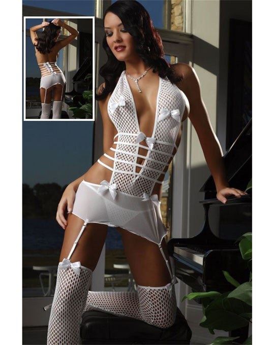 Fishnet Cut Out Dress - White