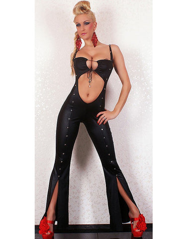Beauty Cut Out Side Catsuit - Black, White