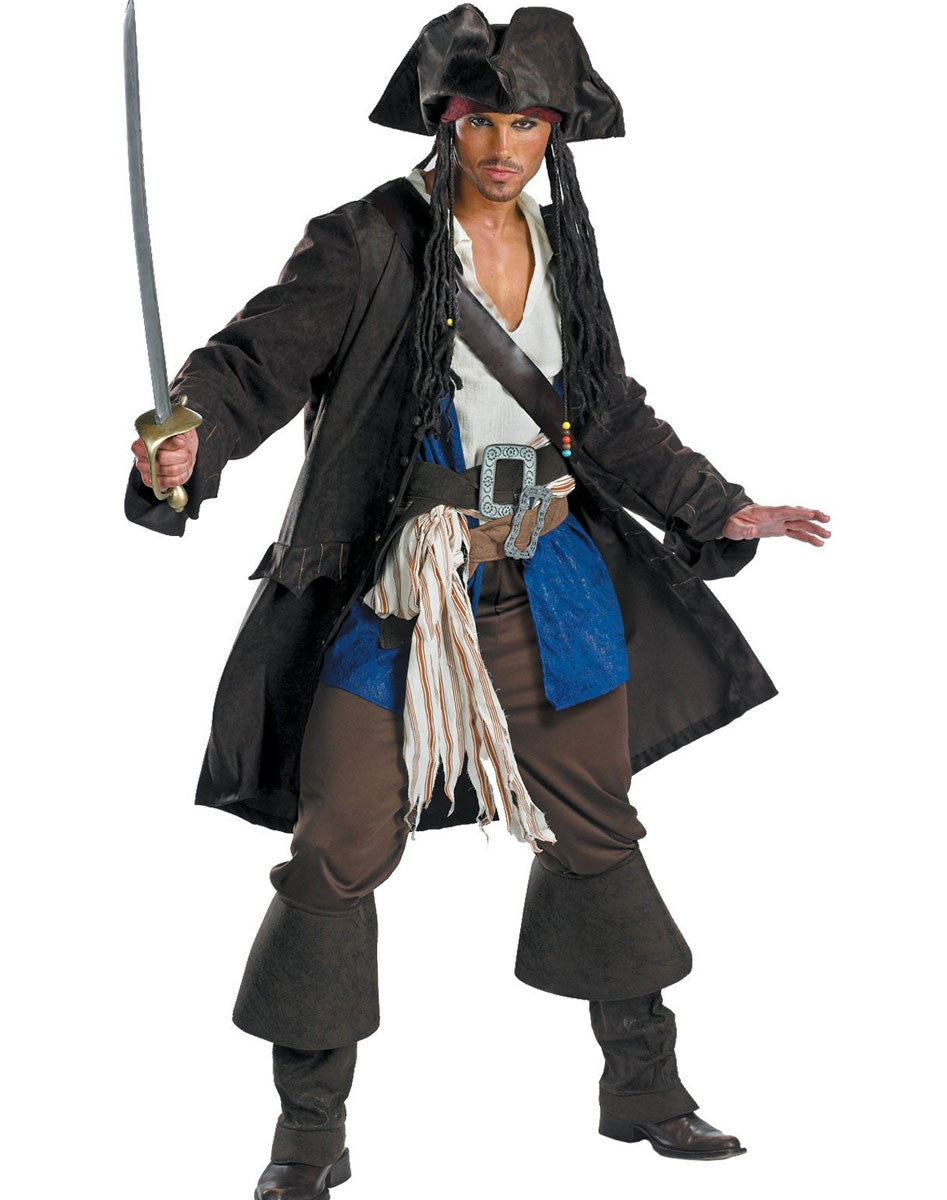 Captain Jack Sparrow Costume - Brown, Black, White