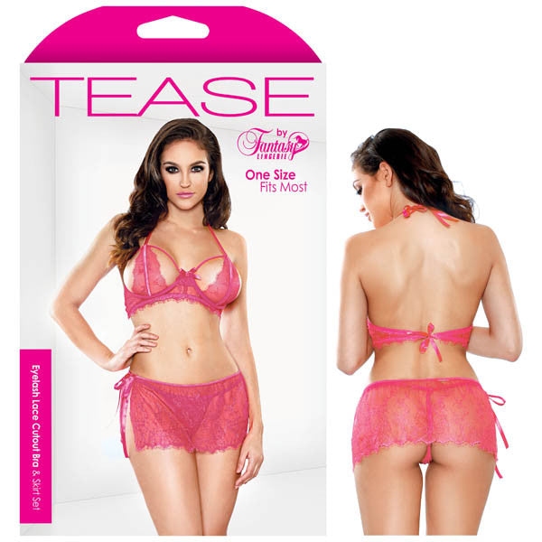 TEASE EYELASH LACE CUTOUT BRA & SKIRT SET