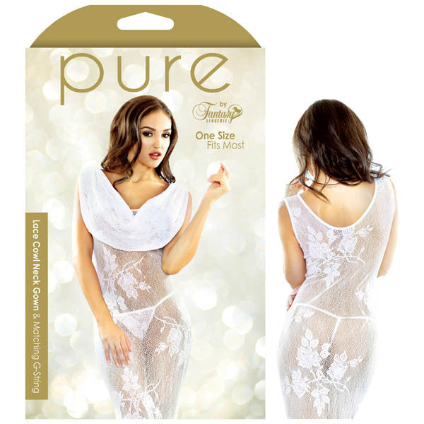 PURE LACE COWL NECK GOWN & MATCHING G-STRING