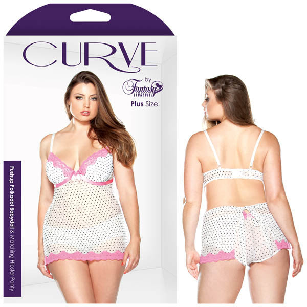 Curve Pushup Polka Dot Babydoll with Matching Hipster Panty