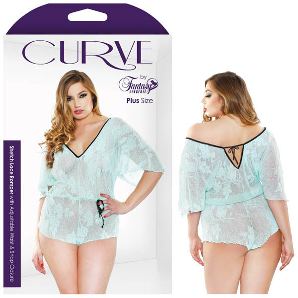 CURVE STRETCH LACE ROMPER WITH ADJUSTABLE WAIST & SNAP CLOSURE