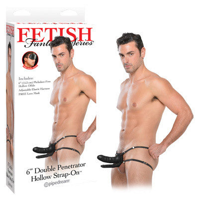 FETISH FANTASY SERIES 6'' DOUBLE PENETRATOR HOLLOW STRAP-ON