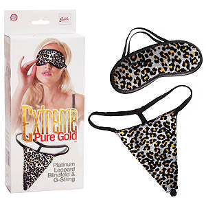 Extreme Pure Gold - Platinum Leopard Blindfold & G-String