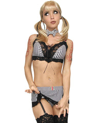 Camisole with rosettes striped - Pink, Black