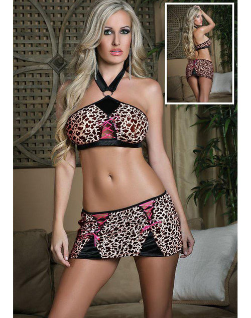 Passiomate Panter Bra and Skirt set - Black, Blue
