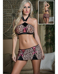 Passiomate Panter Bra and Skirt set - Black, Blue