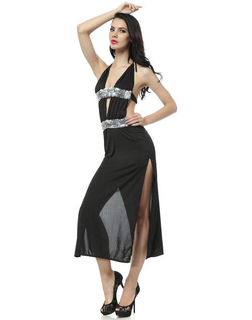 Long Sequin Detail Gown - White