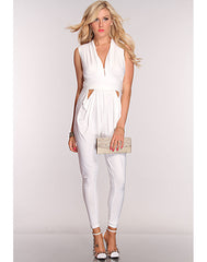 V Neck Sexy Jumpsuit - White