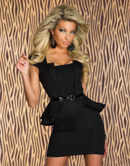 PeplumBusiness Style Mini Dress - Black