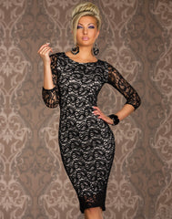 Siren Paisley Lace Midi Bodycon Dress - Black