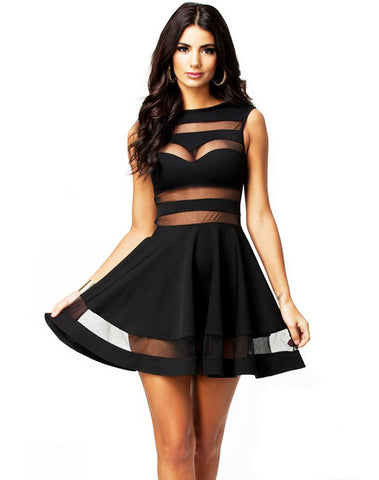 One Shoulder Lace Dress - Black