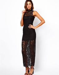 Polo Lace Maxi Dress - Black