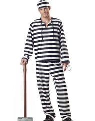 Mens Convict Costume - Black, White