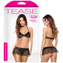 Tease Stretch Vinyl Lace Bra and Skirt Set