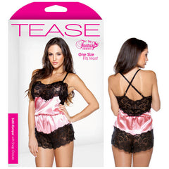 TEASE SATIN ROMPER WITH SNAP CLOSURE