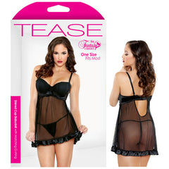 TEASE SHIRRED CUP BABYDOLL WITH MATCHING G-STRING