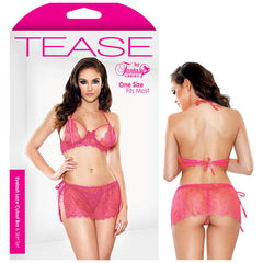 TEASE EYELASH LACE CUTOUT BRA & SKIRT SET