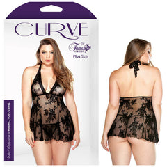 CURVE STRETCH LACE CHEMISE AND MATCHING G-STRING