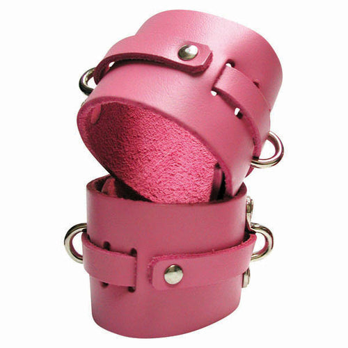 KINKLAB PINK BOUND LEATHER ANKLE CUFFS
