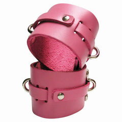 KINKLAB PINK BOUND LEATHER ANKLE CUFFS