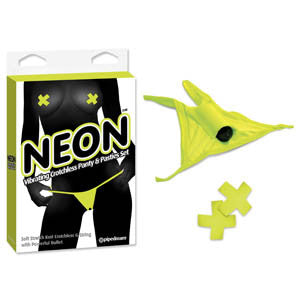 NEON VIBRATING CROTCHLESS PANTY AND PASTIES SET